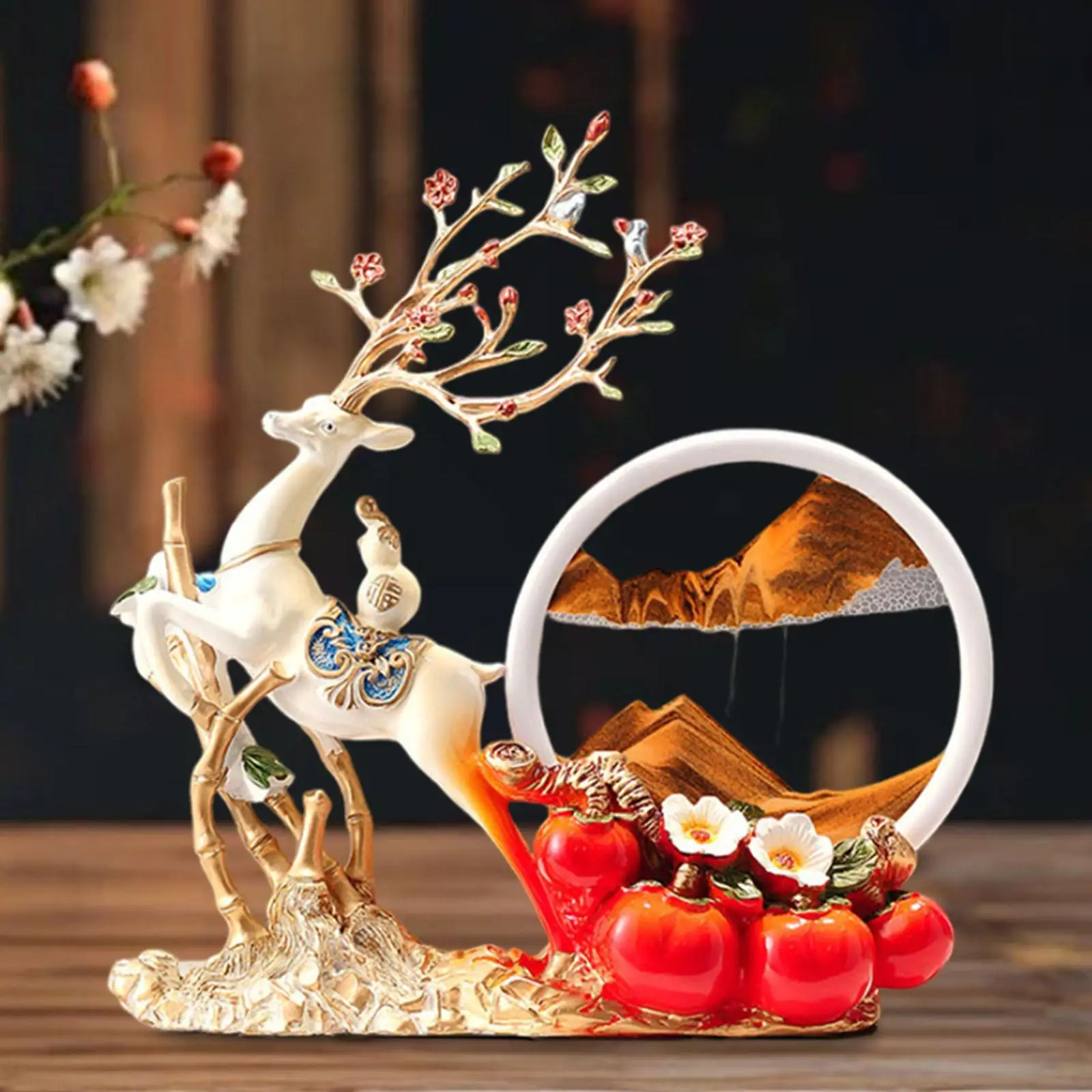 

Deer Sculpture Ornaments Modern Quicksand Decor for Desk Bookshelves Adults