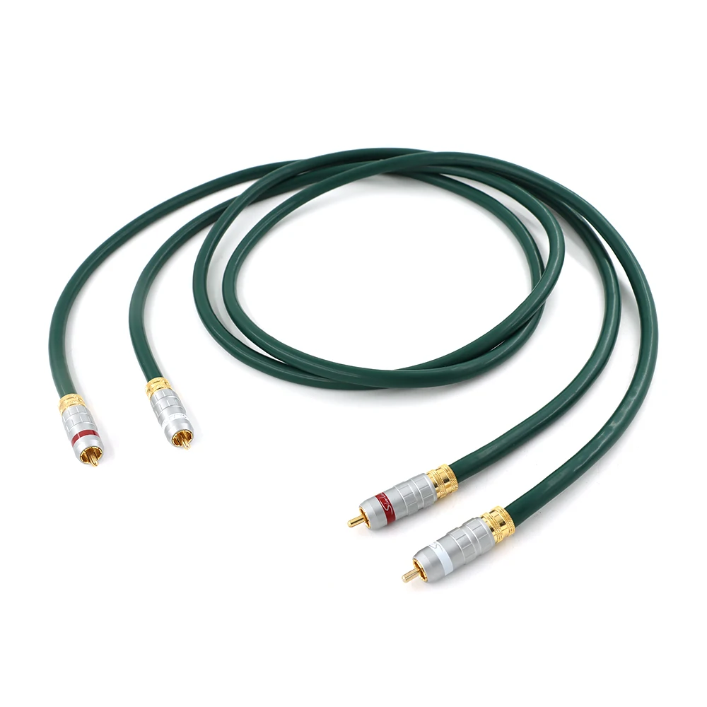 Furutech FA-220 OCC Copper RCA Interconnect Cable With Single RCA Plug Green Line Gold Palated fever grade amplifier shielde