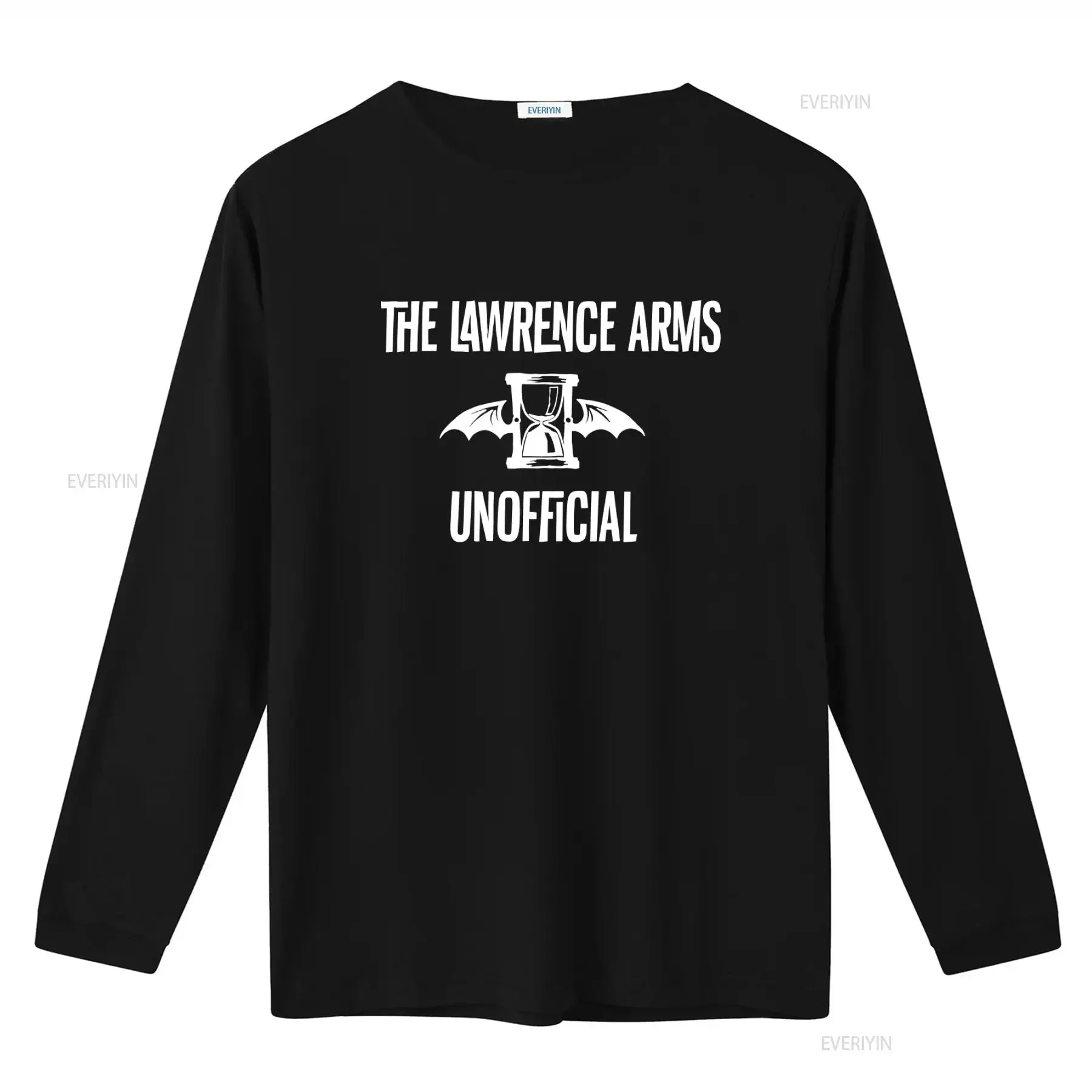 The Lawrence Arms Band Black Cotton T Shirt with Hourglass and Bat Wings Design PP1764 vintage Washed Top For Everyday Wear