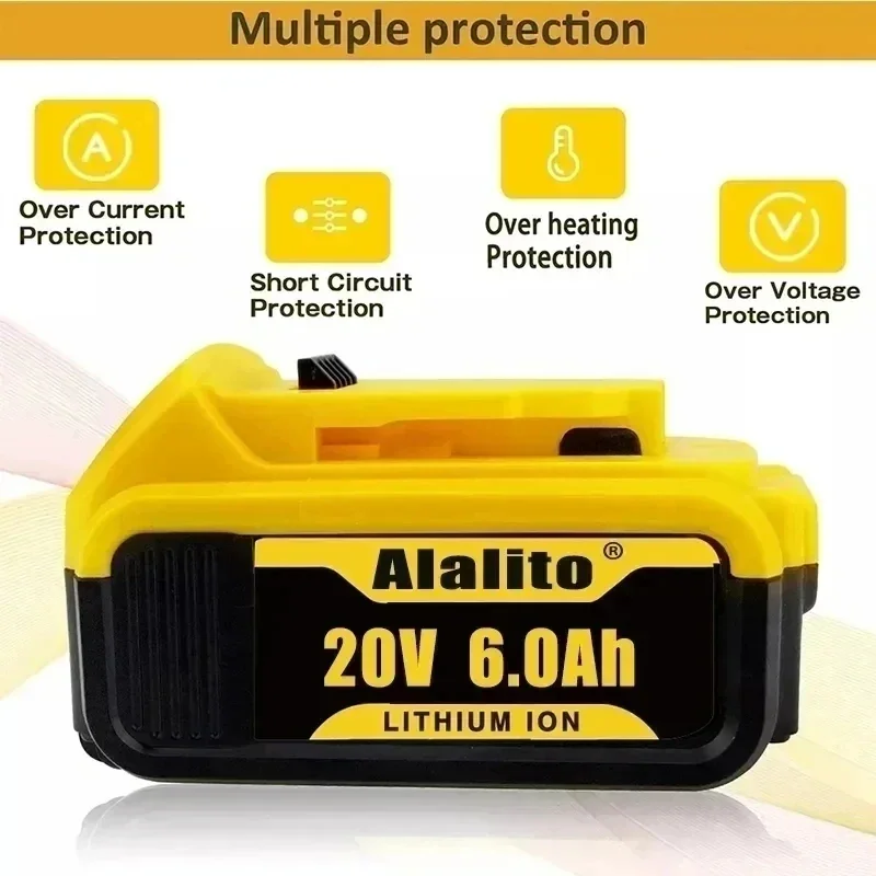 20V 6.0Ah MAX Lithium Battery Power Tool Replacement for DeWalt DCB184 DCB181 DCB182 DCB200 20V 6.0Ah 18V 20V Lithium Battery