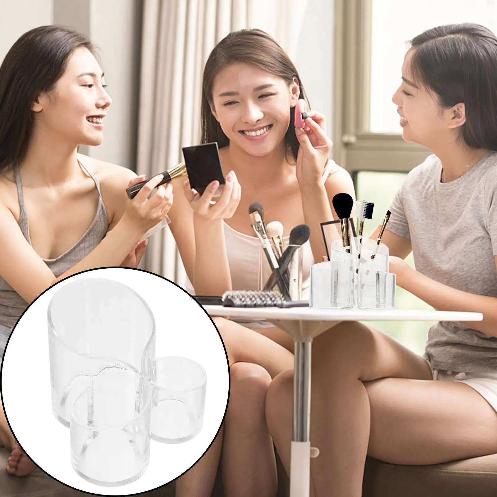 

1 шт. Прозрачный органайзер для хранения кистей, держатель для кистей для макияжа, контейнер для подводки для глаз, подставка для ручек, коробка для губной помады, настольный органайзер