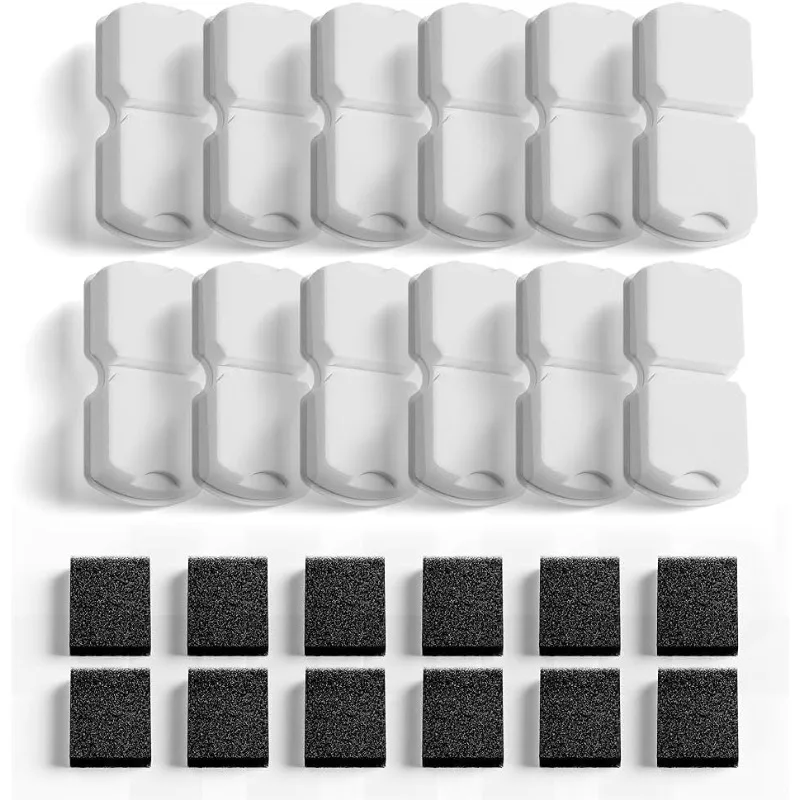 12 Filtros + 12 Esponjas: Filtros de Reposição para Bebedouro de Gatos com Carvão Ativado e Fibra Ultrafina