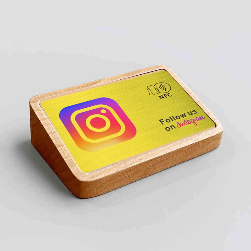 Wood NFC Tag Google Review Plate - Digital Business Card to Boost Customer Reviews Business sign holder