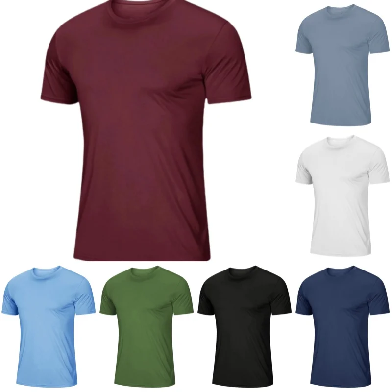 Mens Cool Running Shirts Sport Trainning Clothing Shirt Men Hiking Fitness Short Sleeve T-Shirts Elastic Quick Drying Breathable