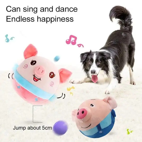 Active Moving Pet Plush Toy Music Vibration Bouncing Ball Squeaky Moving Ball for Small Medium Dogs Dropshipping