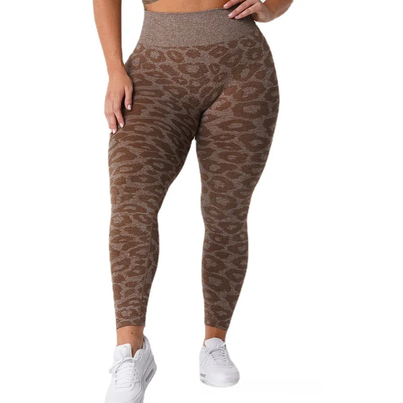 Yoga Pants das Mulheres Europeus e Americanos Camo Elastic secagem rápida respirável Leopard Pattern Yoga Pants