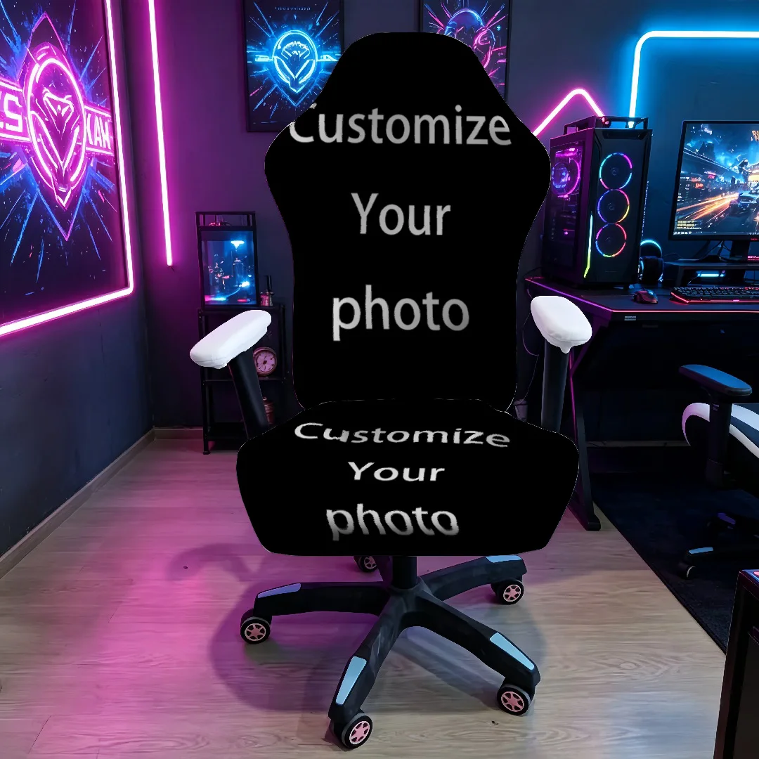 Custom Photo Gaming Chair Cover, Personalized Print Stretch Anti-Scratch Slipcover for Gaming & Office