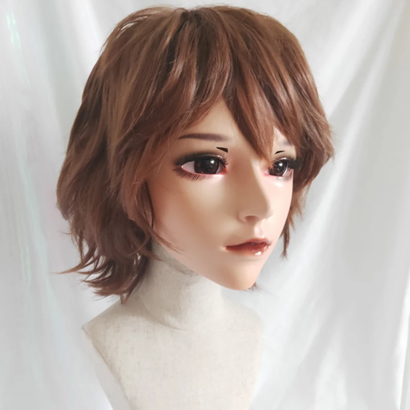 (Chen-04)Boy/ Male/ Man Resin Half Head Kigurumi Crossdress Cosplay Japanese Anime Role Mask With Eyes And Wig
