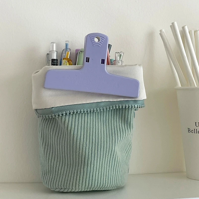 سعة كبيرة سروال قصير نمط عمودي للطي مقلمة Kawaii مقلمة للفتيات الصبي سستة اللوازم المدرسية القرطاسية