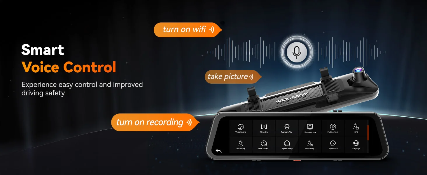 WOLFBOX G900 Tripro Bumper Version 3-Kanal-4K-Rückspiegel-Armaturenbrettkamera, STARVIS 2 IMX678, Sprachsteuerung, inklusive 256G-Karte – Detail 5
