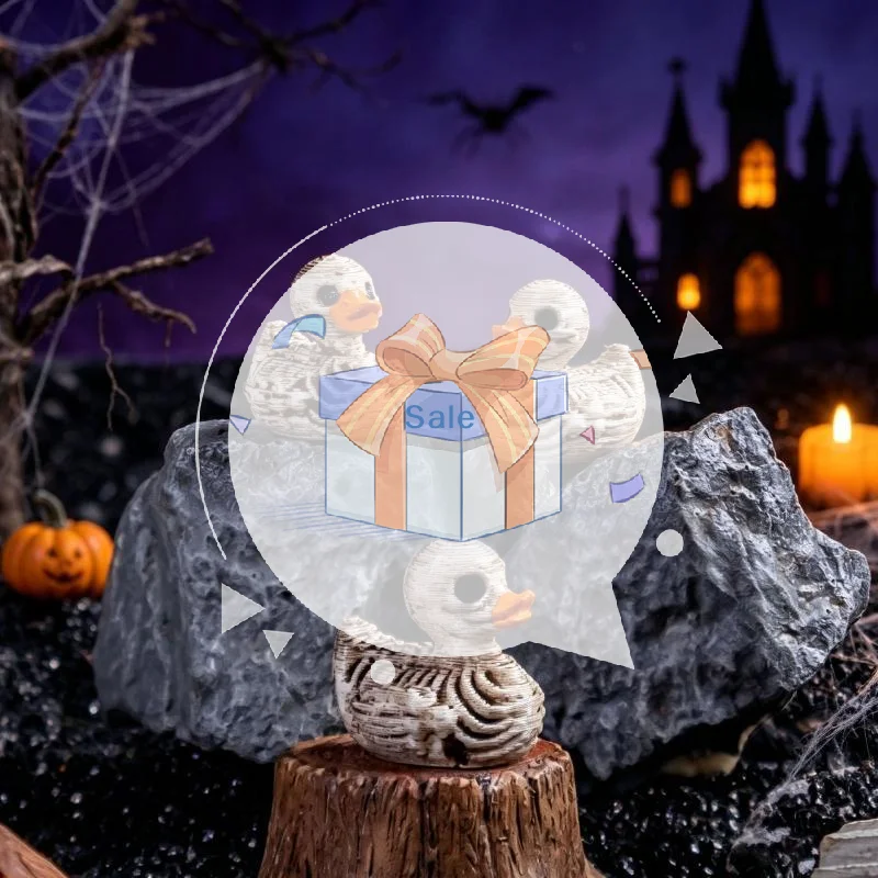 20-Pack 0.6in Gothic Cute Skull Ducks - Resin Figurines For Halloween, Gothic Home, Office, Party - Compact Desk Decor