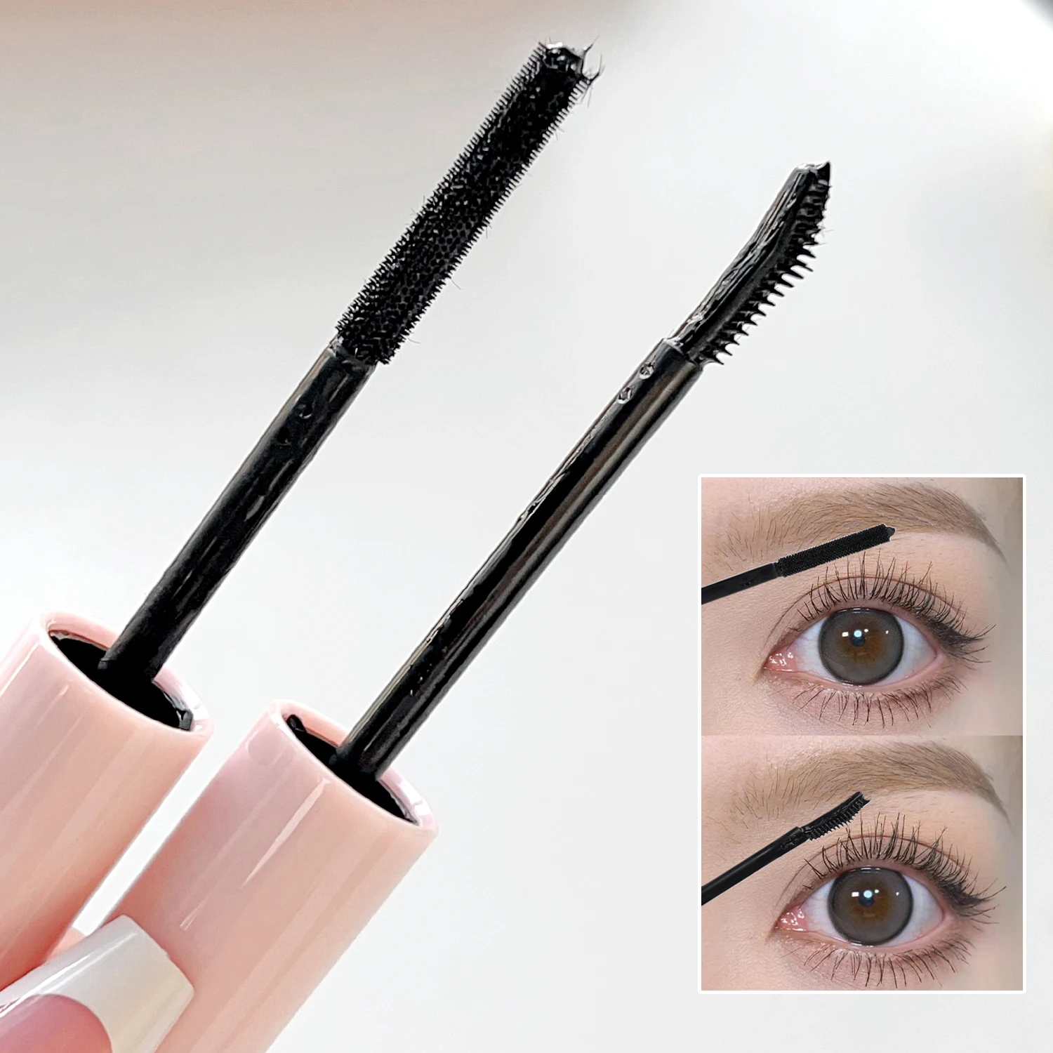 Mascara à double tête optique pour les yeux, long, résistant aux bavures, 4D, brosse 2 en 1, allongement des cils, imperméable, cosmétiques