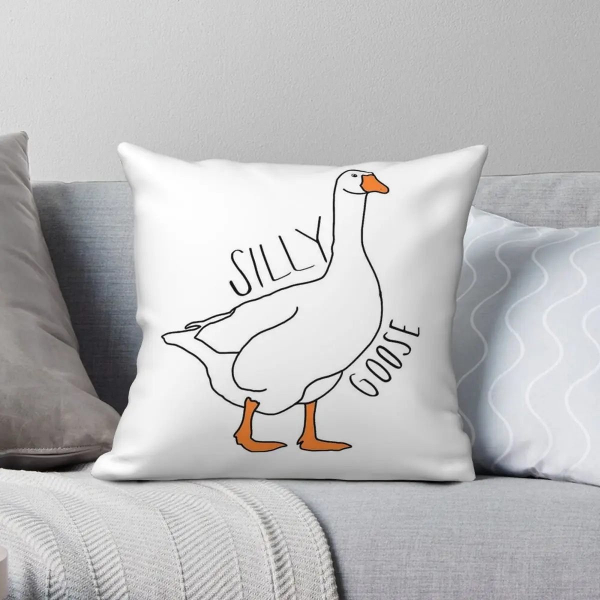 Silly Goose Square Pillowcase Polyester Linen Velvet Pattern Zip Decorative Home Cushion Case Wholesale 45x45