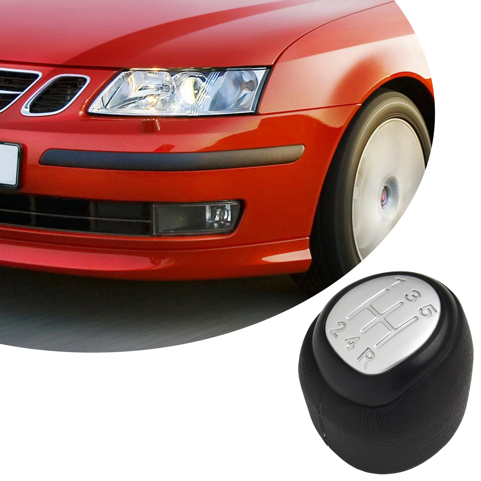 ل SAAB 93 2003 2012 5 سرعة والعتاد التحول المقبض ناقل الحركة اليدوي استبدال والعتاد رئيس صنع من ABS و بولي Leather الجلود