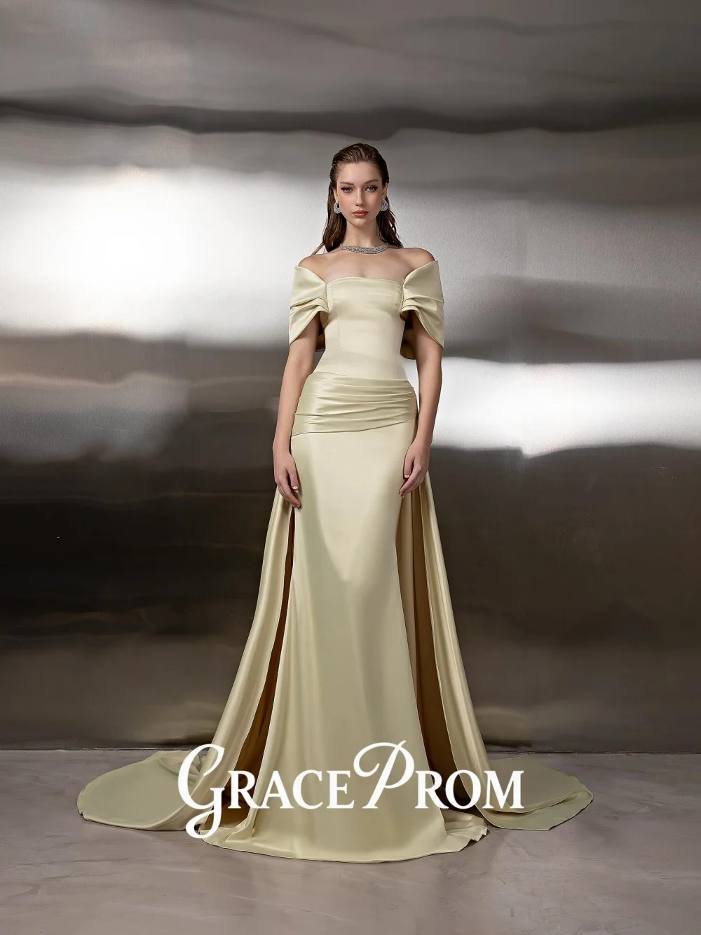 

GraceProm Flattering Off-Shoulder Evening Dress 2026 Puff-Sleeve Carpet Gown Refined Mermaid Floor-Length Party Gown فساتي