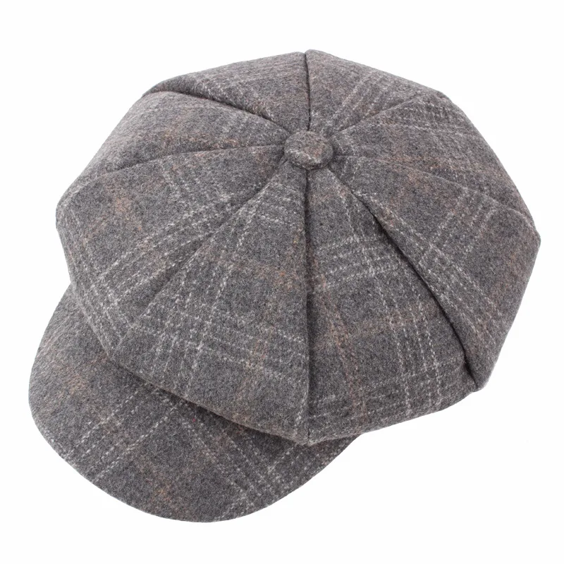 BUTTERMERE Women Wool Tweed Caps Newsboy Female Male Vintage Army Green Plaid Flat Caps Spring Painters Cabbie Duckbill Hat 2024