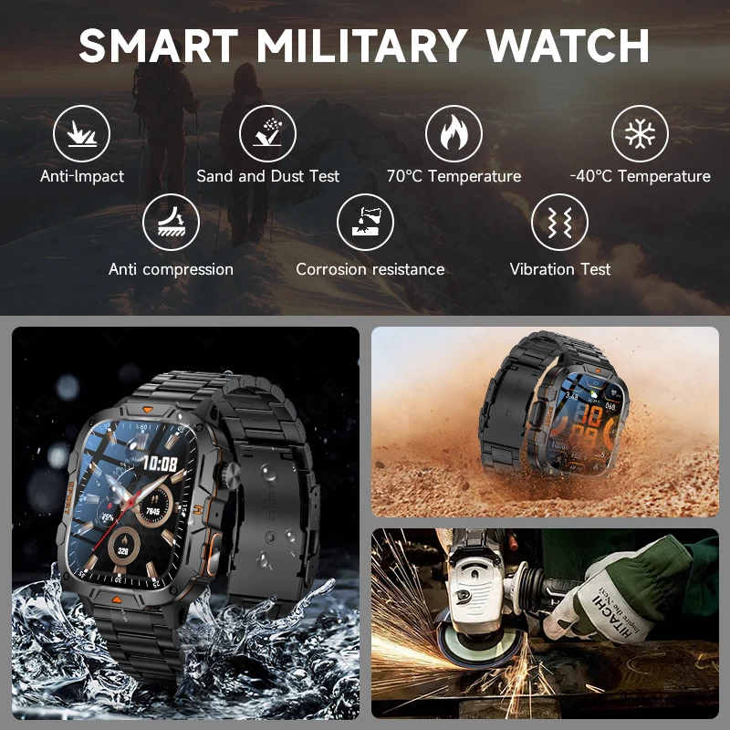 LIGE Men Smart Watch New Outdoor Sports Fitness Bracelet LED Lights Night Training Watches Bluetooth Call Smart Watch For Man