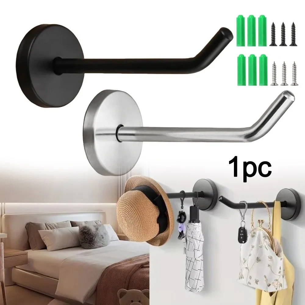 New Stainless Steel Wall Hook with Screw Heavy Duty Coat Hook Large Elephant Trunk Hook for Bedroom Bathroom Kitchen