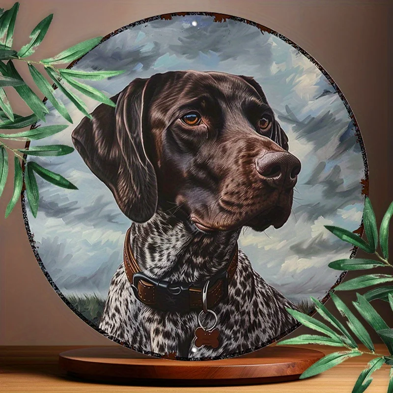 German Shorthaired Pointer Dog Pet Oil Painting Rustic Bedroom Decor 2D 7.87x7.87 Inch Metal Tin Sign / Iron Plaque