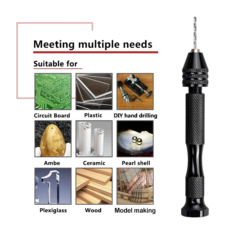 XCAN مثقاب يدوي صغير من الخشب مثقاب محمول لنموذج لتقوم بها بنفسك صنع المجوهرات أداة دوارة أدوات يدوية للحفر #5