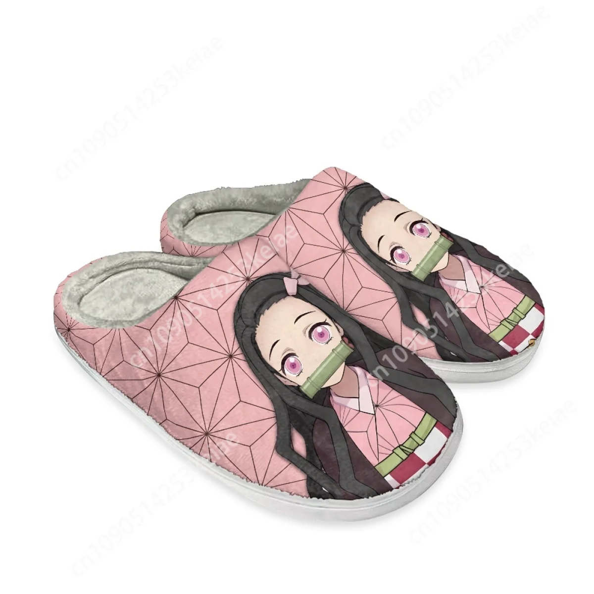 Custom Japan Anime Kamado-Nezuko Print Women's Cotton Slippers Comfortable Cushion Slides for Men Casaul Loafers Zapatos