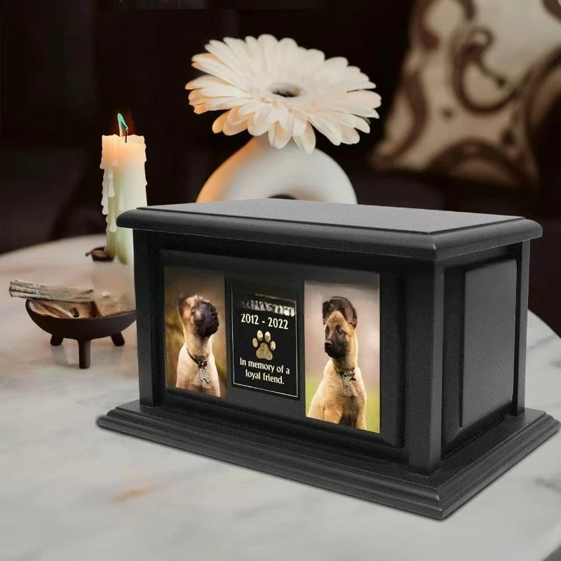 

Vintage Wooden Pet Urn With Photo Frame Pet Memorial Casket Dog Funeral Coffin Pet Burial Ash Urn109