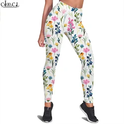 CLOOCL damskie legginsy moda w stylu Retro kwiaty drukowane spodnie do jogi spodnie damskie do codziennego treningu spodnie do joggingu push-up