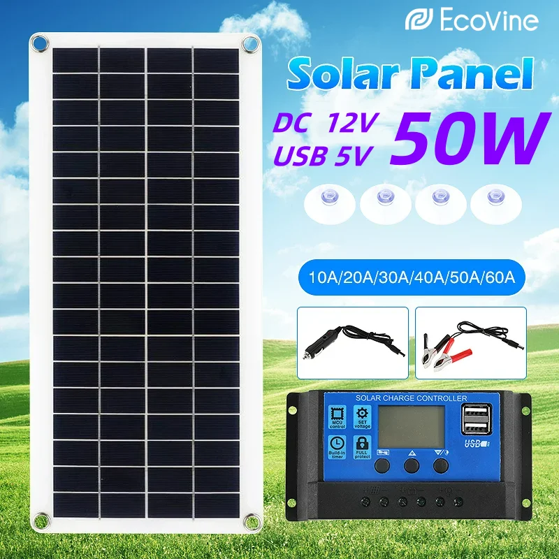 

Solar Panel 12V DC 5V USB Type-C Charge Portable Flexible Kit Lightweigh System For Phones Car Camping Hiking Power Banks IP65