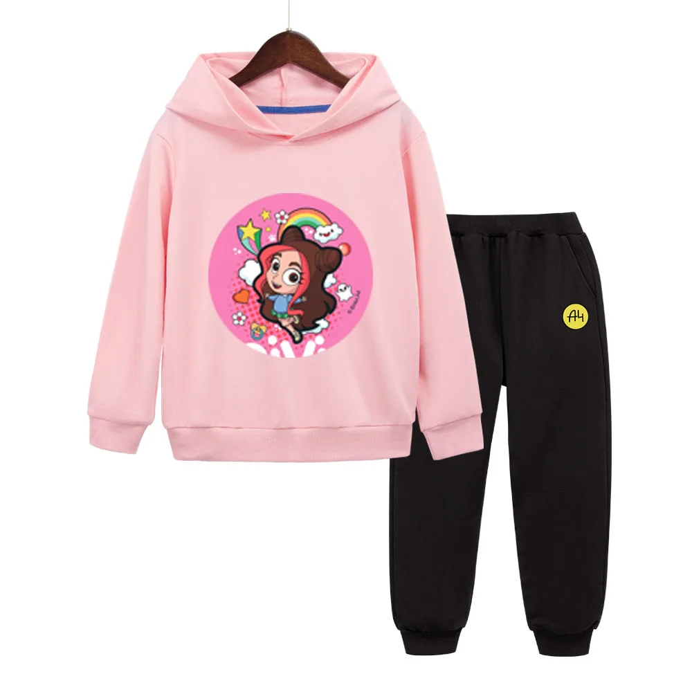 

Cute Pink A4 Риви Children Hoodies Pants Set Cotton girls Thin Pullover Sweatshirts Tops 3-12Y Влад А4 boy clothes