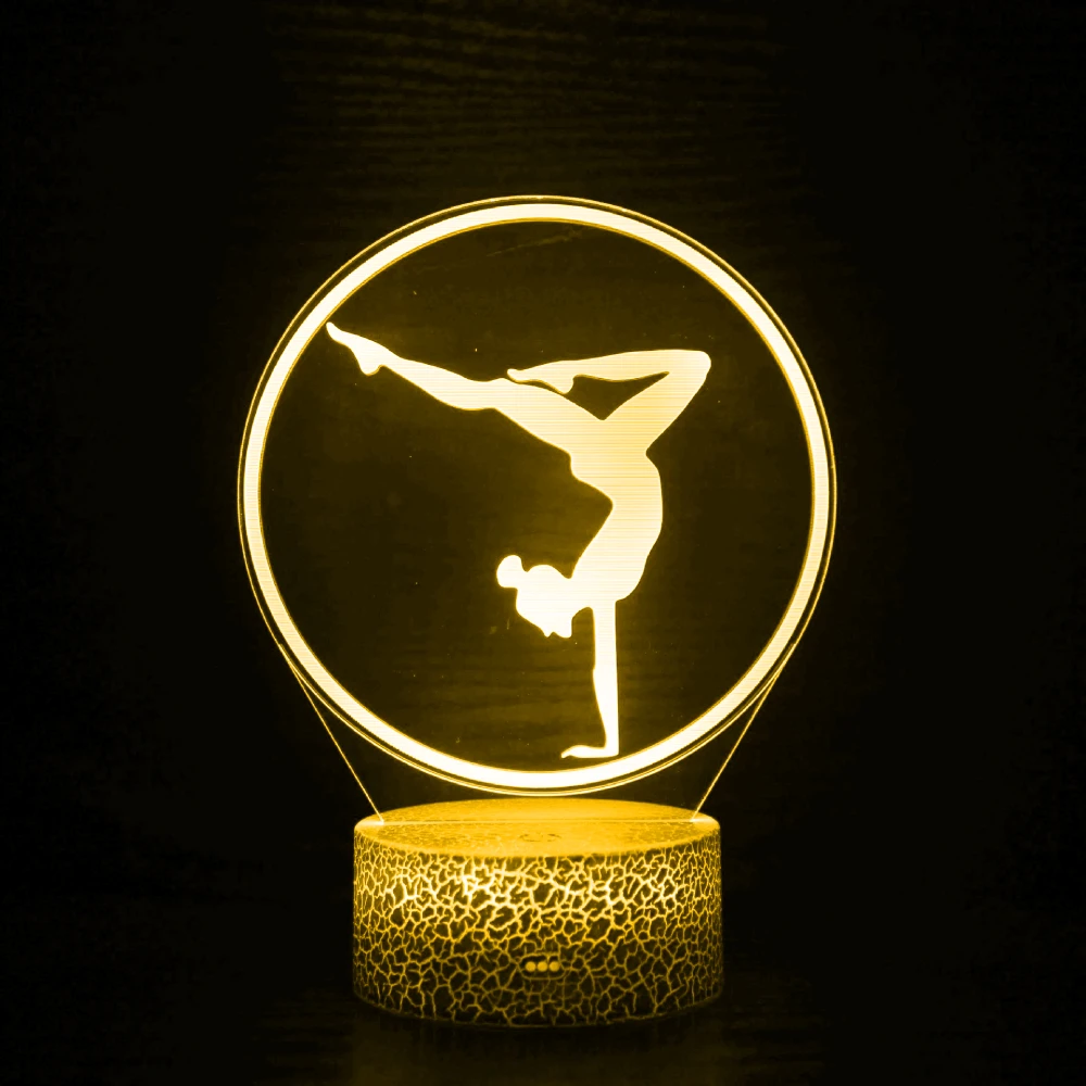 Nighdn Artistic Gymnastics 3D Night Light for Girls Room Decor LED Optical Illusion USB 7 Color Change Birthday Christmas Gift