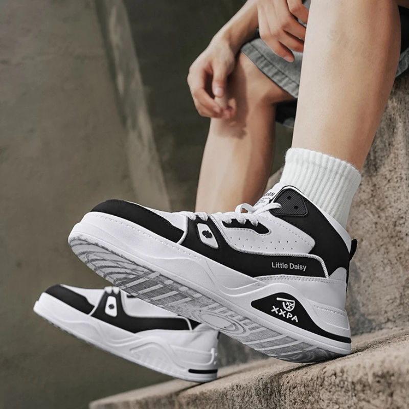 

Men High Top Board Shoes 2025 Autumn New Outdoor Non Slip Fashion Lace Up Casual Shoes Comfort Height Increase Platform Sneakers