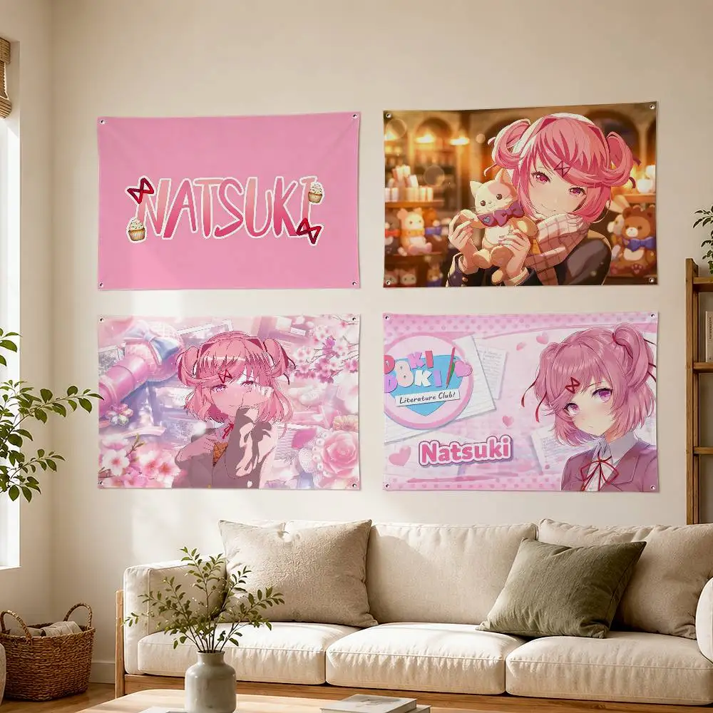 

D-DDLC N-Natsuki Decorative Hanging Flag, Art Background Banner for Bedroom Household Outdoor Decor