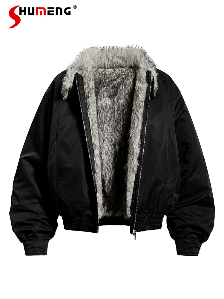 

Trendy Fluffy Zipper Chic Parkas Men Women 2025 Winter New Loose Comfort Warm Unique Thickened Parkas Long Sleeve Handsome Coats