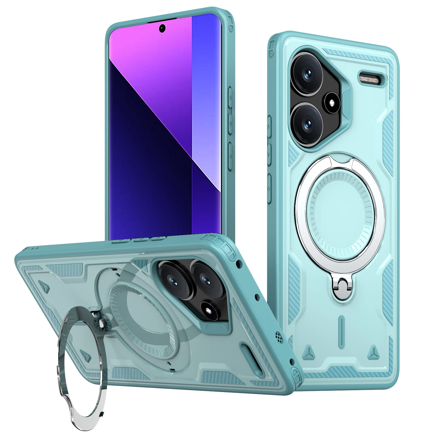 Image of Für Redmi Note 13 Pro+ Hülle Redmi Note 13 Pro Plus Cover Neue Armor Magnetische Hülle Drahtloser Ladeständer Stoßfeste Abdeckung