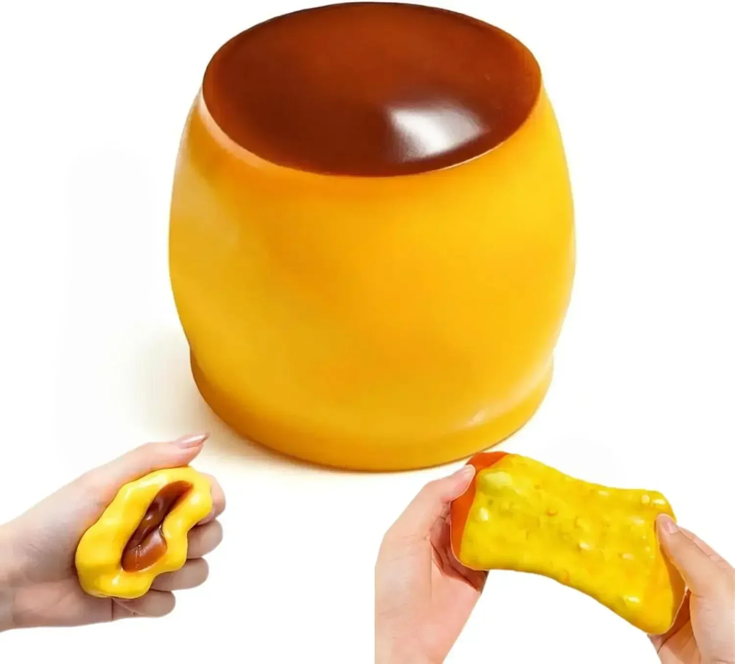 Squishy Stress Ball, Caramel Pudding Stress Ball Squishy Pliable ASMR Accessory Dessert-Inspired Design for Office and Travel