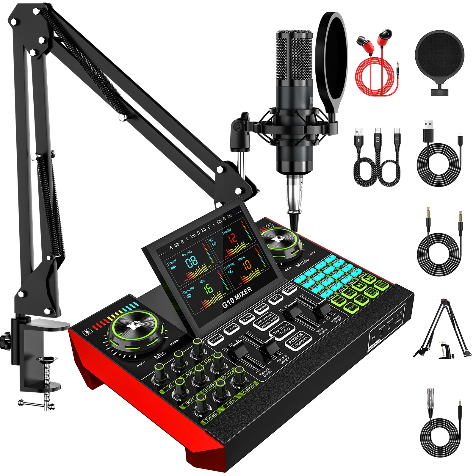 Pc Gaming Youtubers - Tenlamp G10-P15-NB25 Podcast Equipment Bundle for