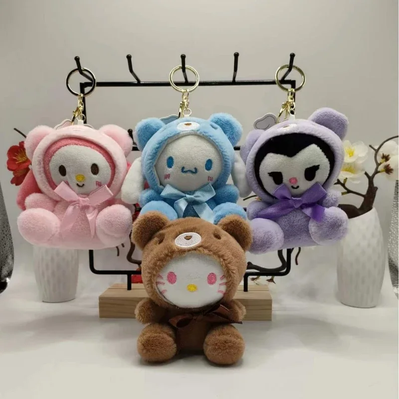 

Sanrio Kawaii Plush keychain Anime Kuromi Cinnamoroll Hello Kitty My Melody Soft Stuffed Doll Children's Xmas Gift