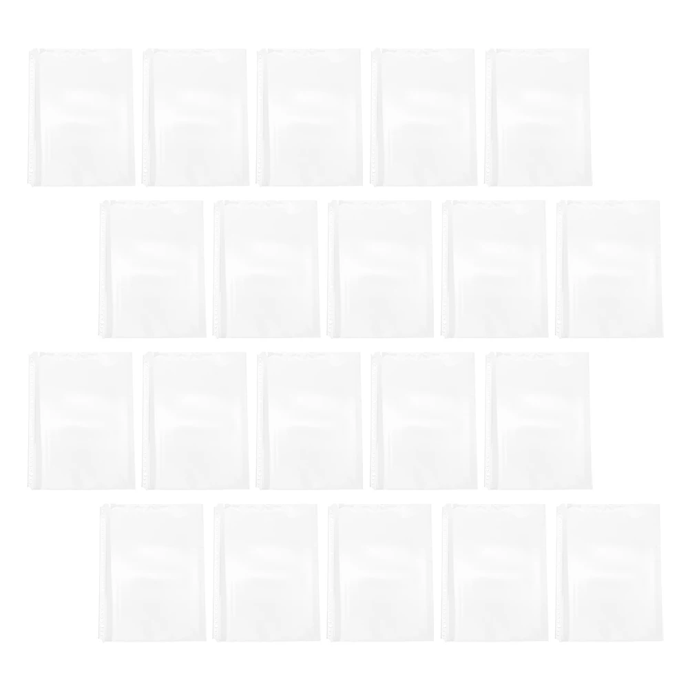 

20Pcs File Folder Sleeves Binder Organizer 30-Hole Transparent Document Protector Clear A4 Document Folder Inserts for Office