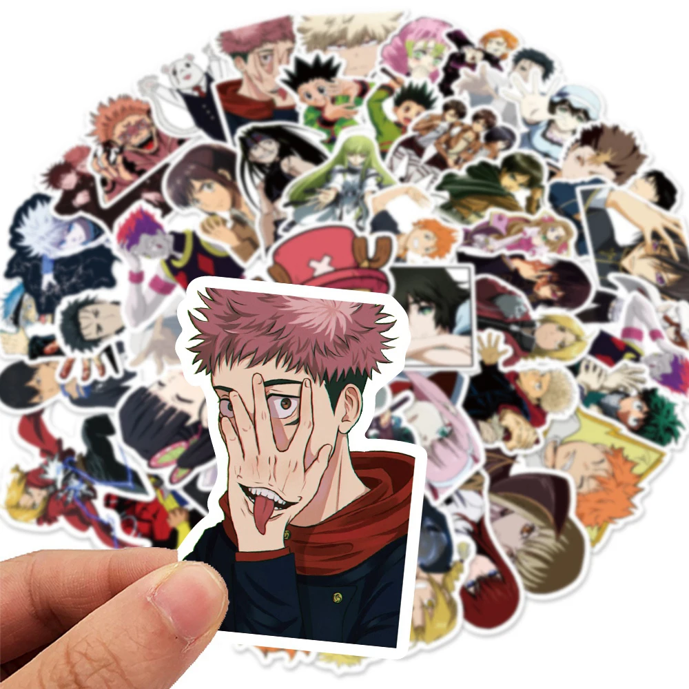 10/30/50/100PCS Mix Cartoon Anime Stickers Naruto Jujutsu Kaisen Attack On Titan Decals DIY Laptop Phone Car Sticker for Kid Toy