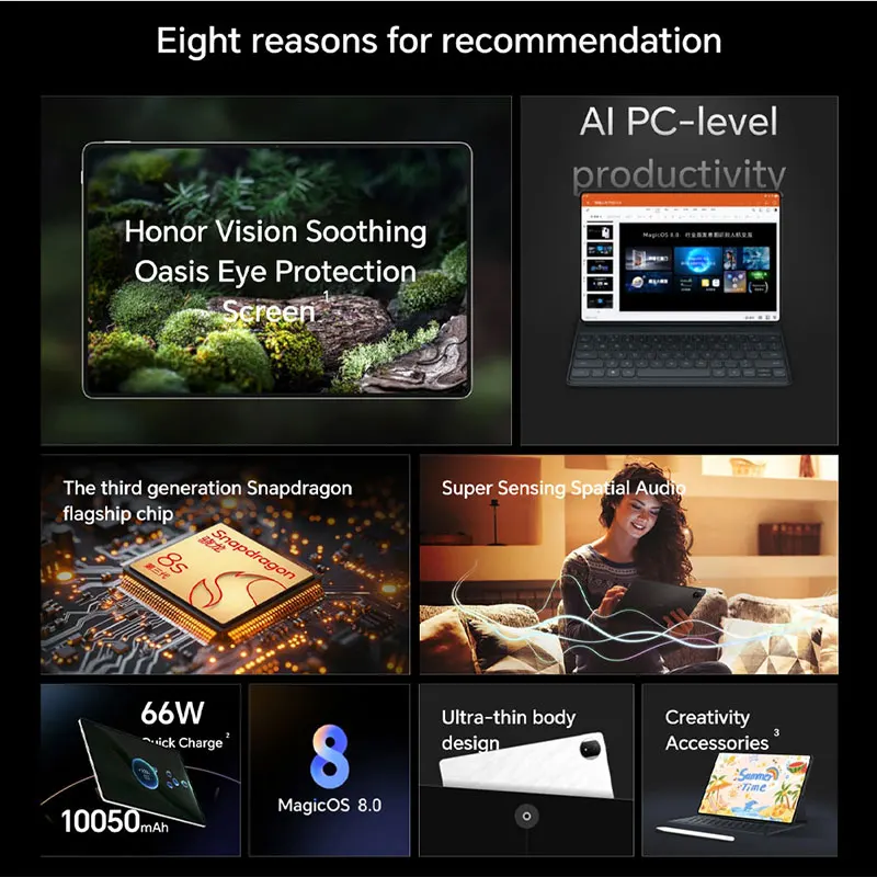 Honor MagicPad 2 12.3 inches WIFI 3rd Generation Snapdragon 8s 144Hz OLED screen 10050mAh battery