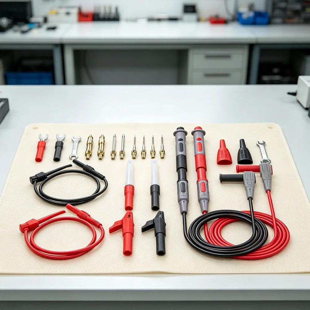 Interchangeable Probe Tips Red Multimeter Test Cable Kit Safe Insulation Piercing Standard Instrument Compatible