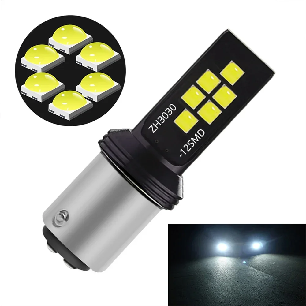 1x 1156/1157/7440 P21W 3030 12SMD Brake Reverse Strobe Light Car Styling Auto Accessories Turn Signal Bulbs License Plate Lights