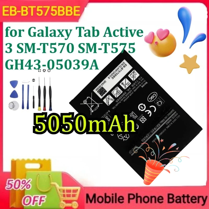 

EB-BT575BBE for Galaxy Tab Active 3 SM-T570 SM-T575 GH43-05039A Mobile Phone Batteries New 5050mAh+tools