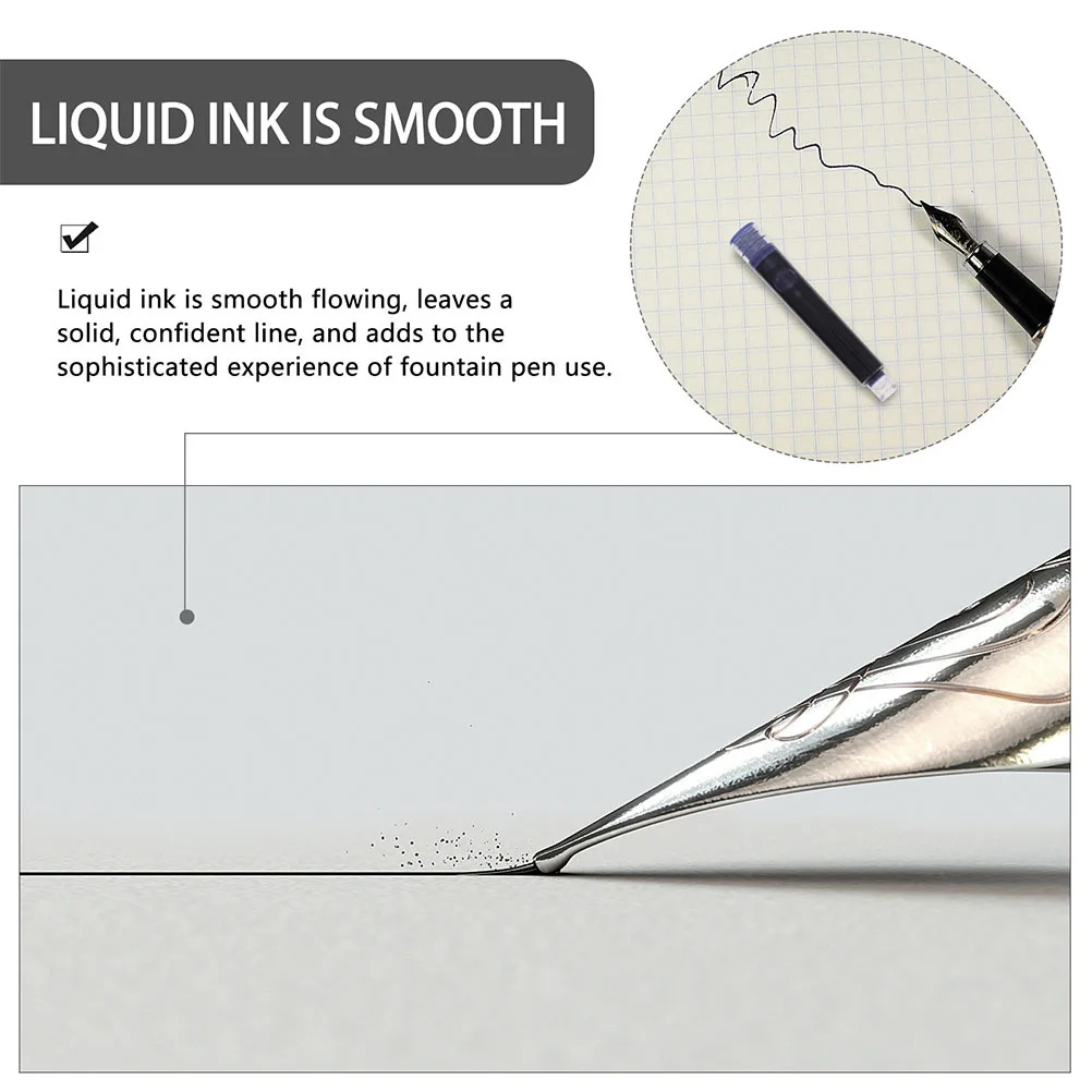 Cartouches d'encre pour stylo en acier, 200 pièces, conception Simple, installation facile, recharges d'encre pour stylos, fournitures de bureau pour étudiants