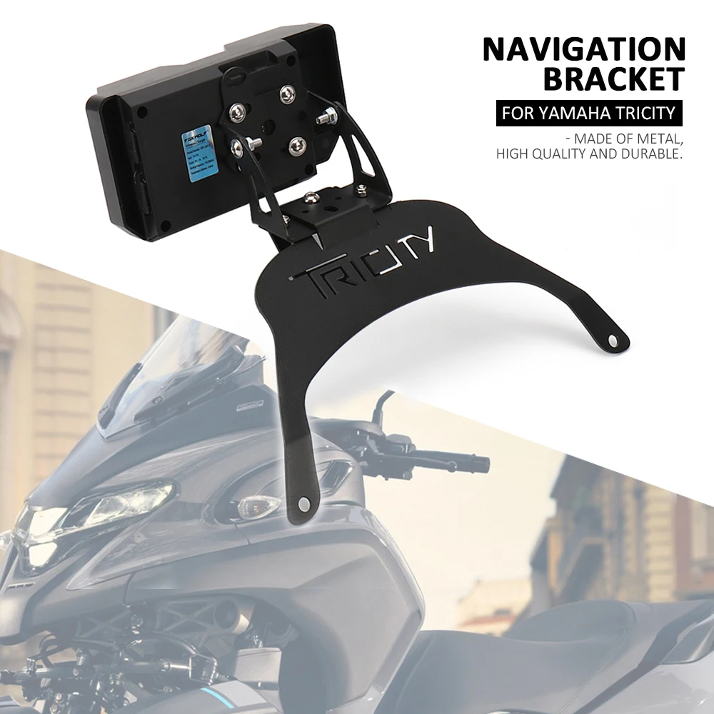 

For YAMAHA TRICITY Tricity New Motorcycle Phone Holder Stand GPS Navigation Plate Bracket Accessories Black Wireless charging