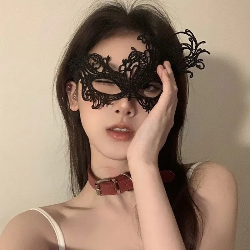 Women Leather Mask Blindfold Gothic Cosplay Fashion Halloween Carnival Party Masquerade Ball Fancy Mask Accessories Solid Color