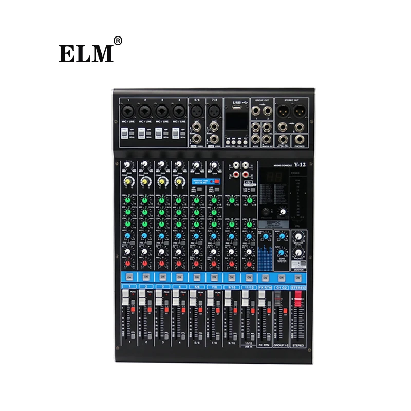 12 channel professional double digital effects display audio mixers console dj usb channel music mixer console