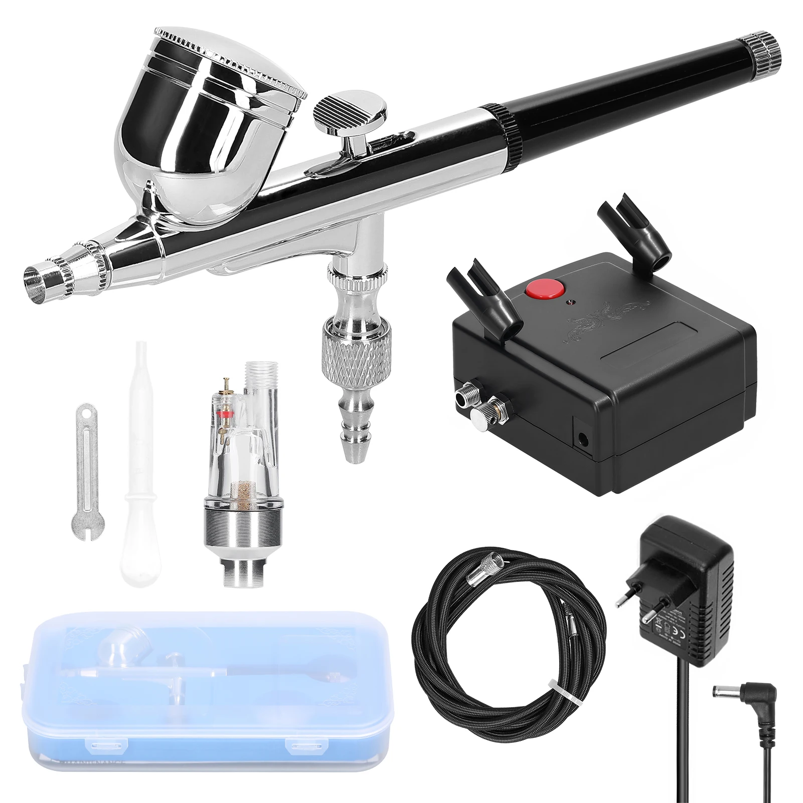 Multi-purpose Professional 0.3mm Airbrush Air Compressor Kit 20-35PSI Airbrush Pen Air Pump Set for Model Making DIY Art Paintin