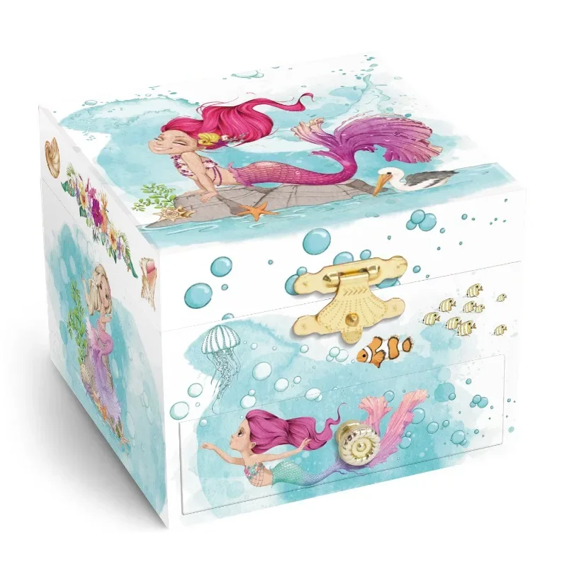 4-inch Underwater World Mermaid Music Box Drawer Octopath Box Makeup Mirror Children's Day Valentine's Day Christmas Gift