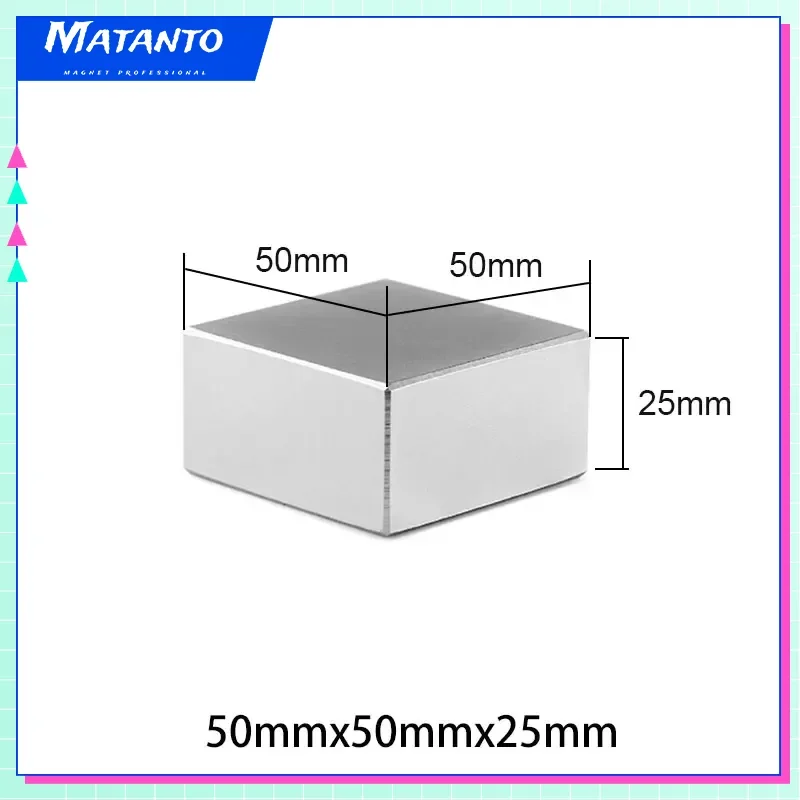 

50x50x25mm Neodymium Magnet N35 NdFeB Block Super Powerful Strong Permanent Metal Earth Magnetic Sheet